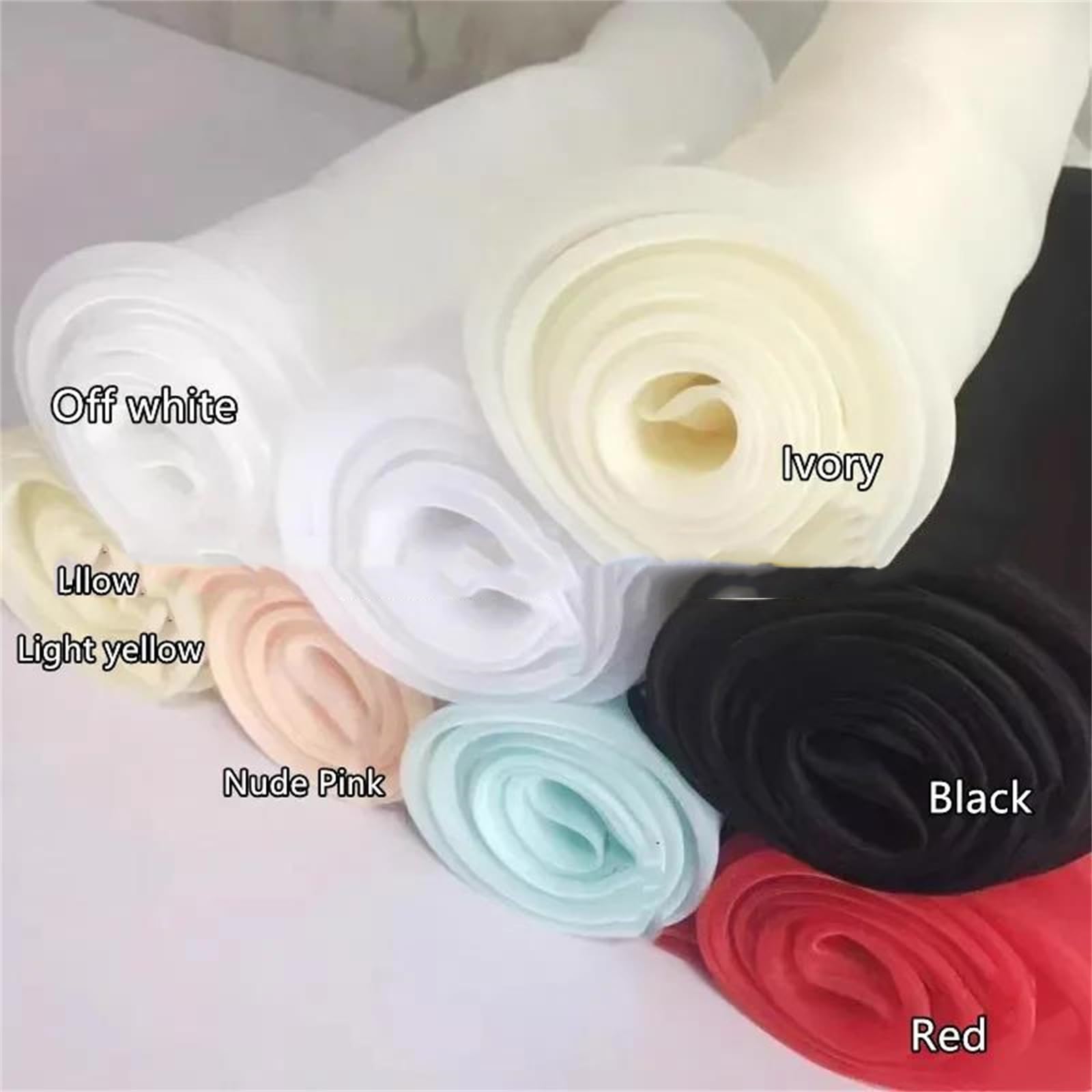 Tela de organza, Tela Organza Tejida Nylon 150cm Multicolor 5 metros(F White)