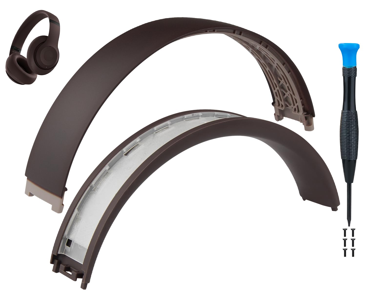 SOULWIT Replacement Headband Cover for Beats Studio Pro Noise Cancelling Headphones, Headstrap Pad Repair Part with Durable Silicone and Nylon - Deep Brown-image-30