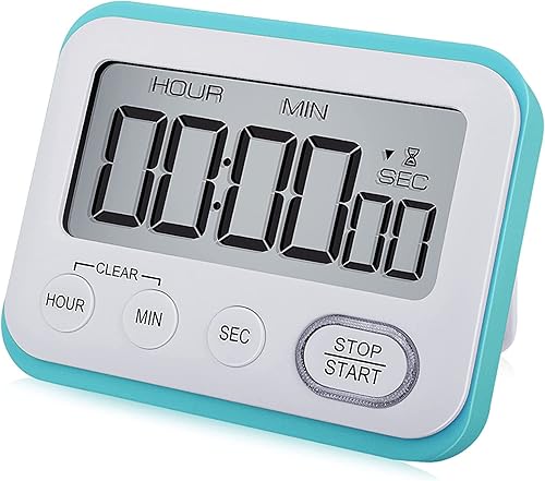 Temporizador digital de cocina, alarma magnética fuerte, pantalla LCD grande silenciosapitido multifunción para profesores, aula, niños, azul cielo
