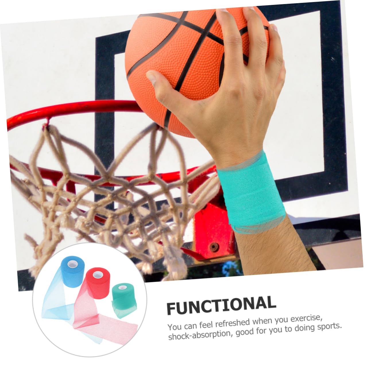 COLLBATH 3 Rolls Sports Tape Film Athletic Wrap Self Adhesive Wrist Wraps for Football