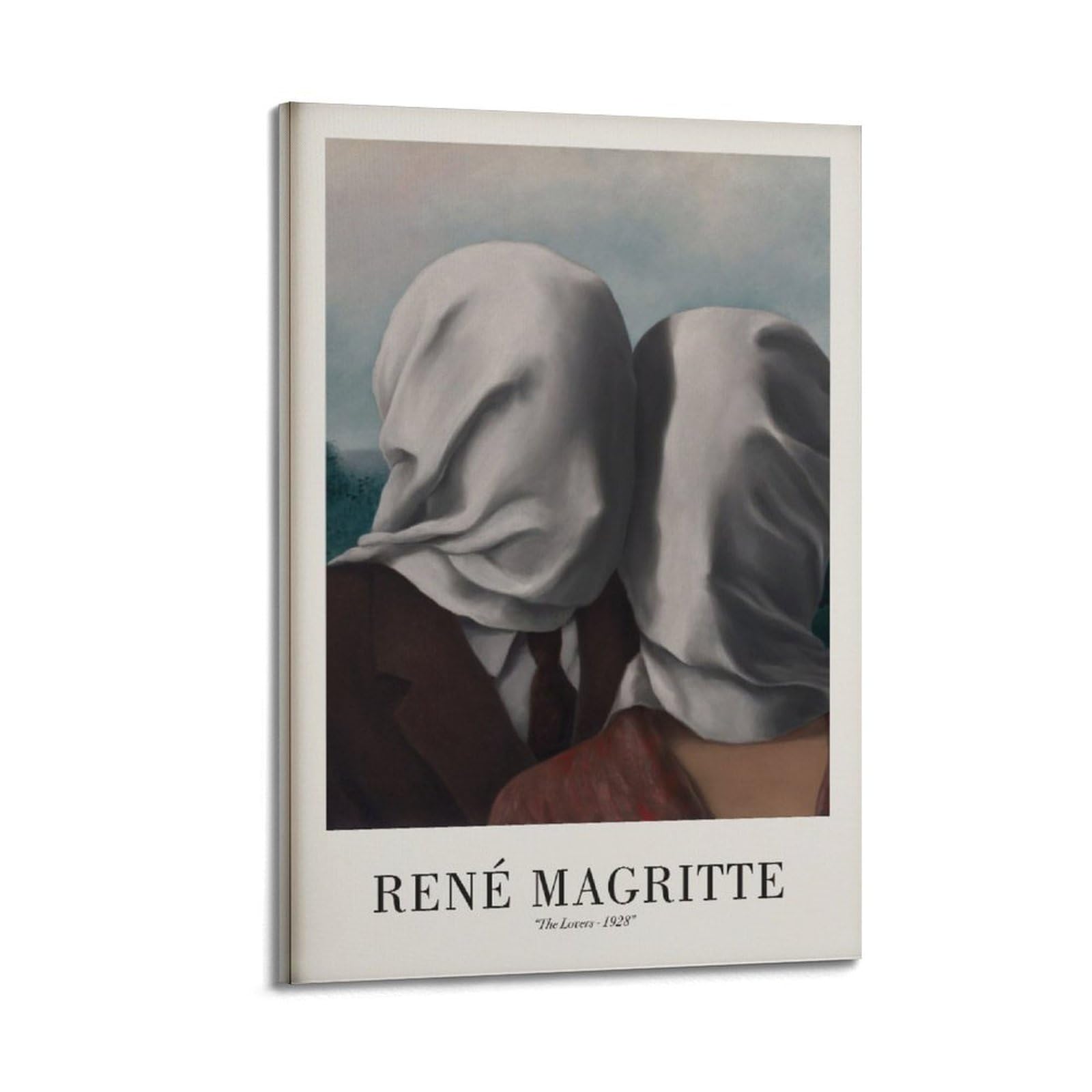 xiaoxiaoshen Rene Magritte 'the Lovers' Surrealist Canvas Poster Wall Art Prints Room Aesthetic Murals Bedroom And Living Decorations 24x36inch(60x90cm)