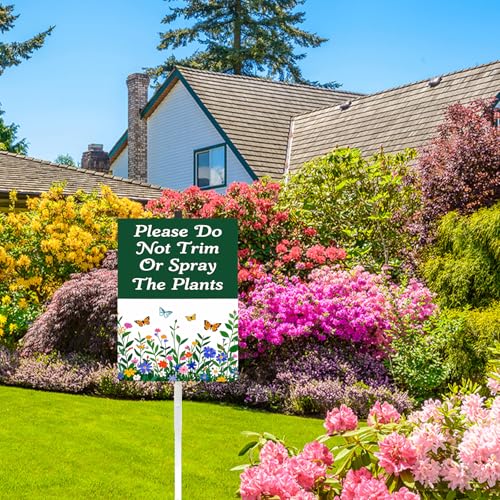 Please Do Not Pick Flowers Yard Sign with Stakes Pollinator Wildflowers Butterfly Bee Habitat Rustproof Aluminum Lawn Sign Stand for Yard Garden Outdoor Decorations by Dlonvoh - Used condition - Image 2