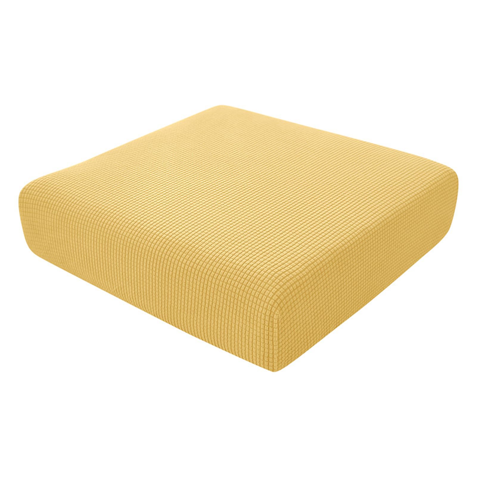 Stretch Sofa Seat Cushion Cover, Replacement Sofa Couch Cushion Covers Furniture Protector Sofa Slipcover with Elastic Bottom Spandex Jacquard Fabric (Large 3-Seater,Lemon Yellow)