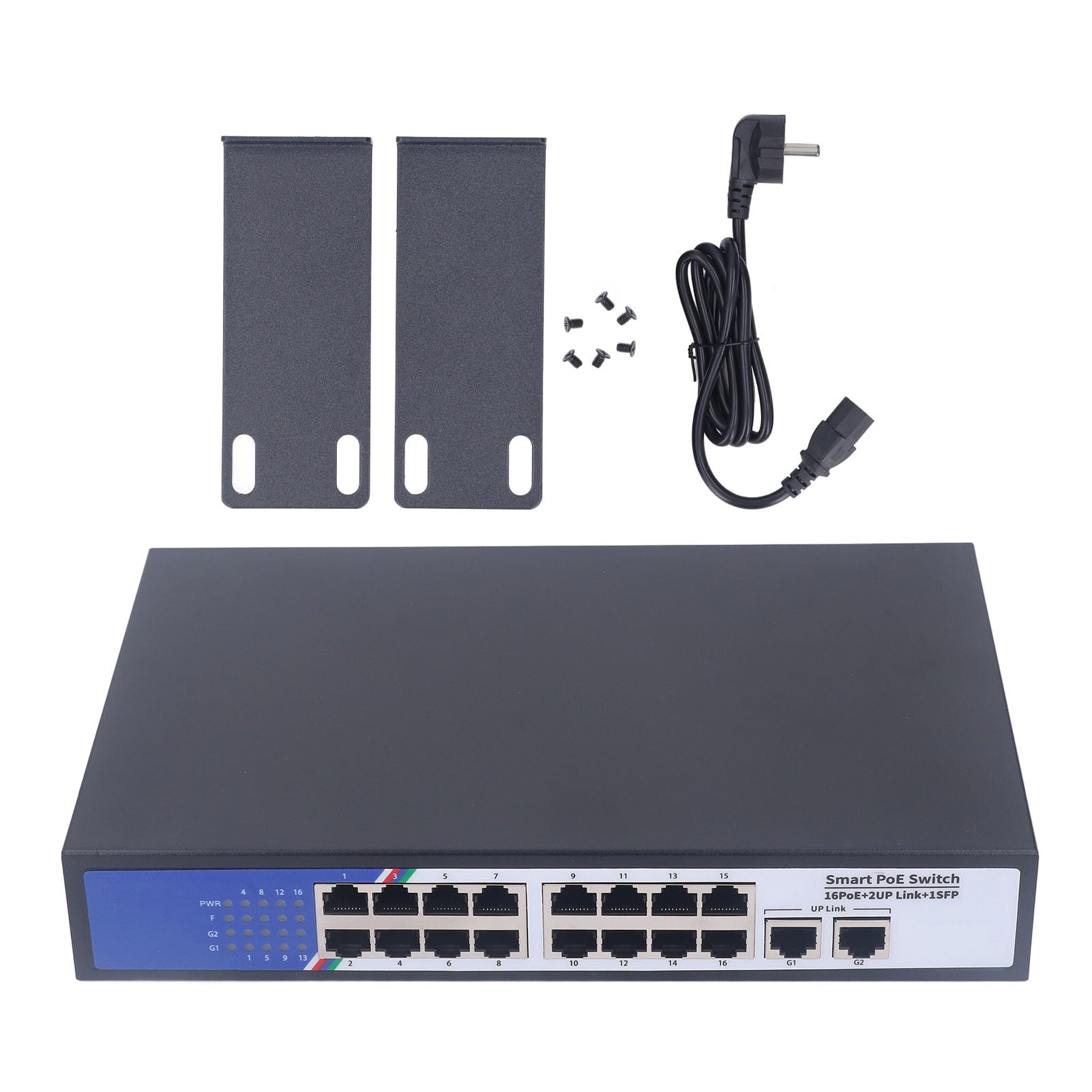 Marhynchus Switch Ethernet, Hub di Rete a 18 Porte Splitter Ethernet Plug And Play per Ufficio Domestico 100‑240 V (Spina UE 100‑240 V)
