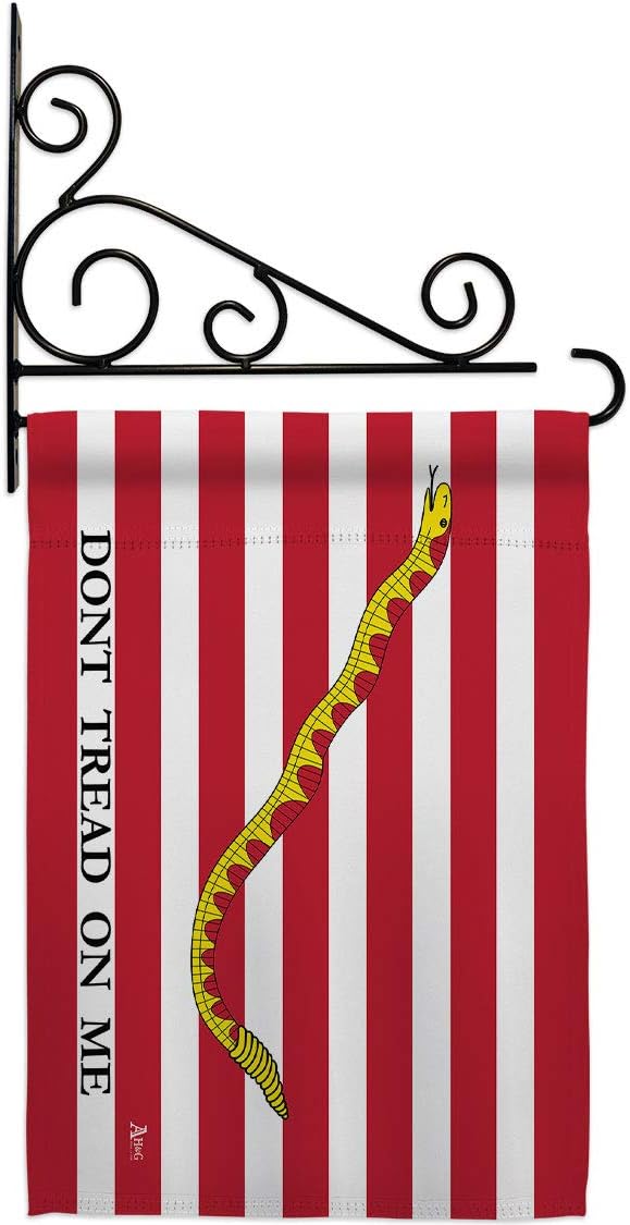 First Navy Jack Garden Flag Set Wall Holder Americana US Historic July Memorial Veteran Independence United State American Small Decorative Gift Yard House Banner Double-Sided Made In USA 13 X 18.5