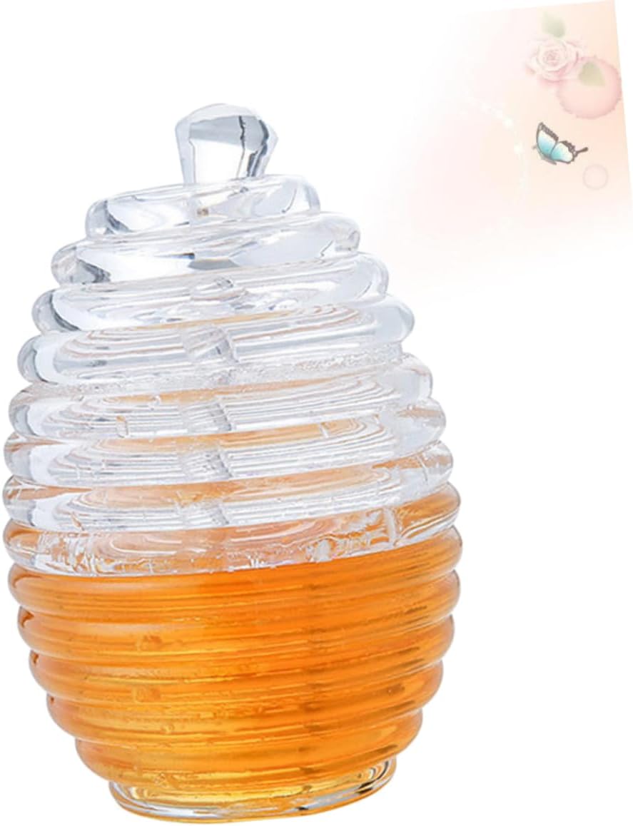 2pcs Acylic Honey Jar Pot Glass Dipper Dispenser Syrup Storage for Bar