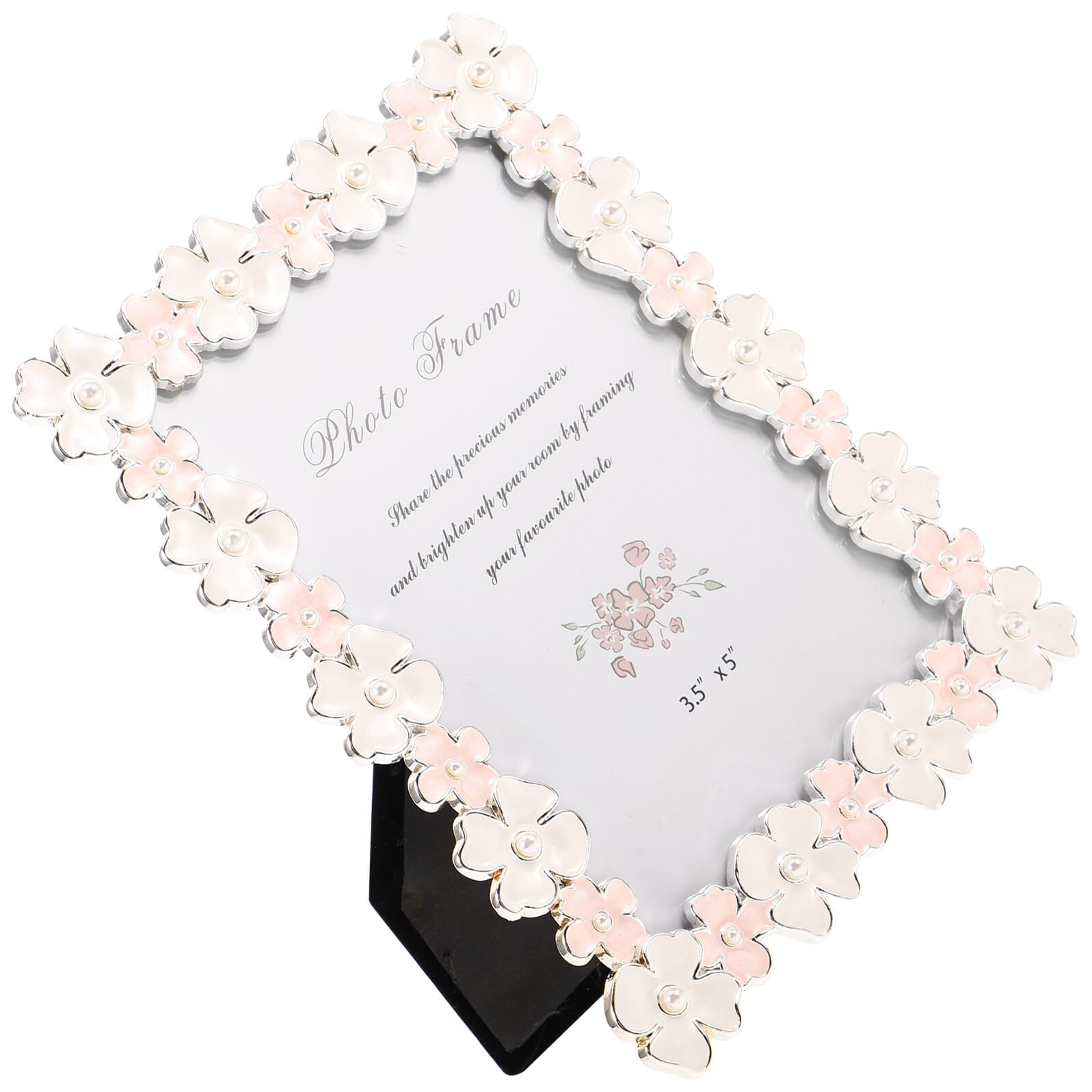 Cadre photo fleuri en métal et verre 5 pouces, un décor élégant et robuste pour votre maison