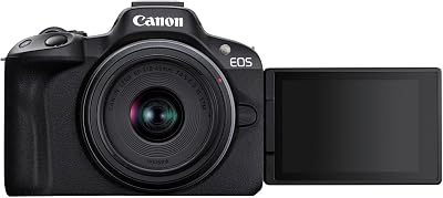 Canon EOS R50 Cuerpo Cámara Mirrorless + Objetivo RF-S 18-45 mm F4.5-6.3 IS STM, Cámara Evil APS-C (24,2 MP) -4 EV, Vídeo 4K 30 fps, Dual Pixel CMOS AF II, Pantalla Táctil de Ángulo Variable, Negro
