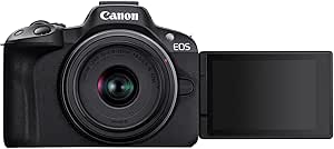 Canon EOS R50 Appareil Photo Hybride + Objectif RF-S 18-45mm is STM - Appareil Photo numérique avec autofocus + détection de scène et des Visages, Animaux véhicules Vidéo 4k, 15 Images par Sec - Noir