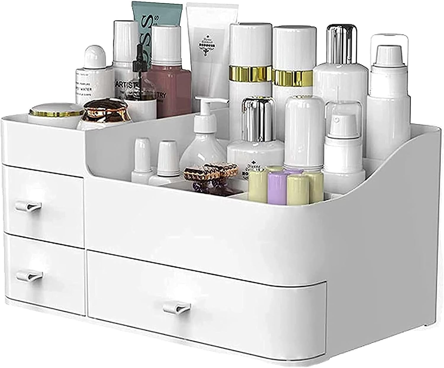 BREIS Makeup Organizer,Large Countertop Skincare Organizers for Vanity, Dresser Bathroom Organization and storage for Cosmetics Brushes Perfume Eyeshadow Lotion Gel Nail Polish Lipstick(White)