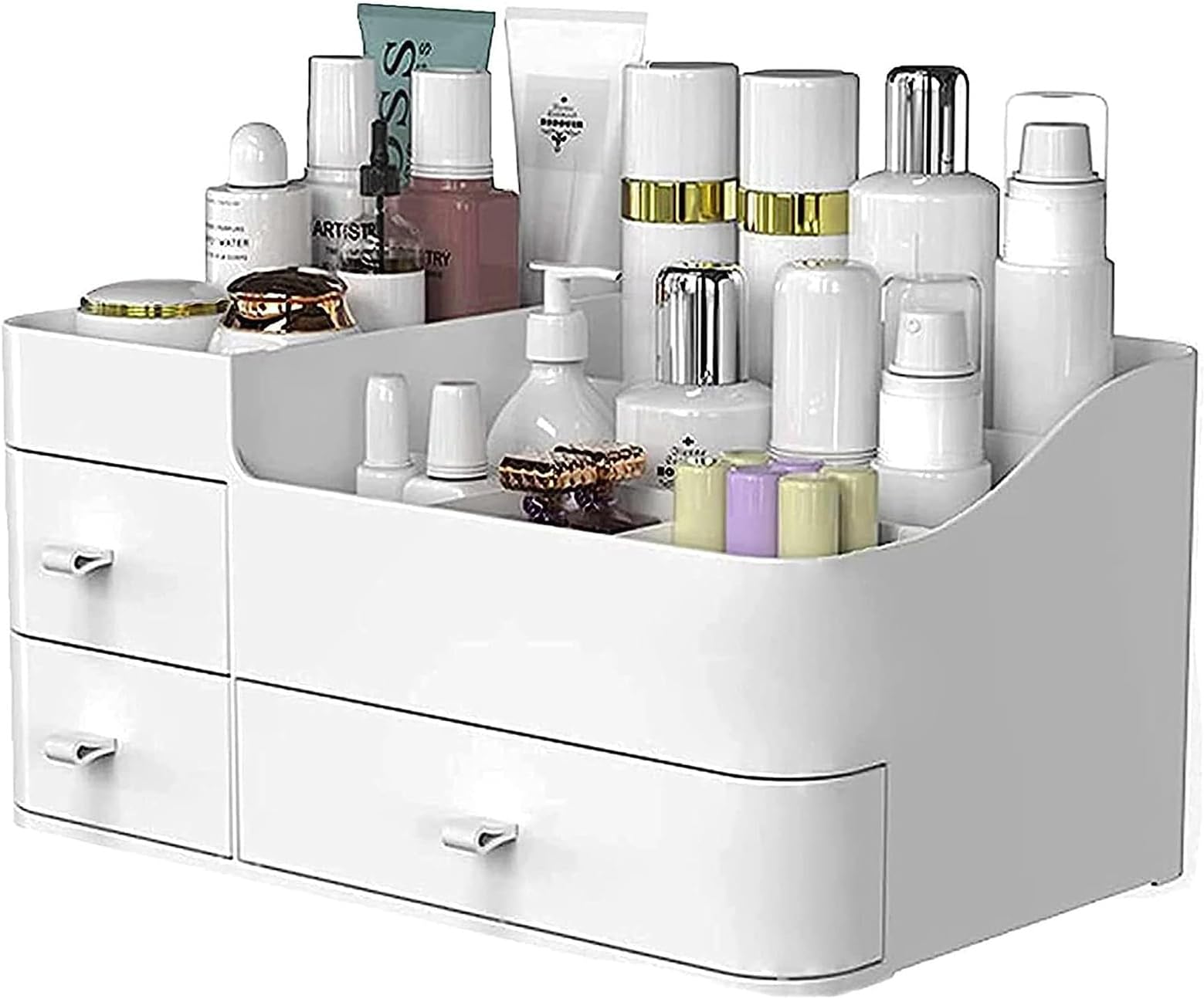 BREIS Makeup Organizer,Large Countertop Skincare Organizers for Vanity, Dresser Bathroom Organization and storage for Cosmetics Brushes Perfume Eyeshadow Lotion Gel Nail Polish Lipstick(White)