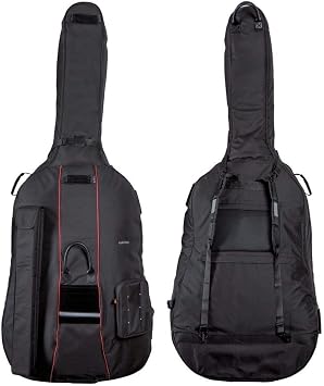 حقيبة حفلات GEWA Double Bass Prestige 4/4-25 مم مبطنة، وجيب فيونكة، وجيب نوتة موسيقية، وأحزمة حقيبة ظهر