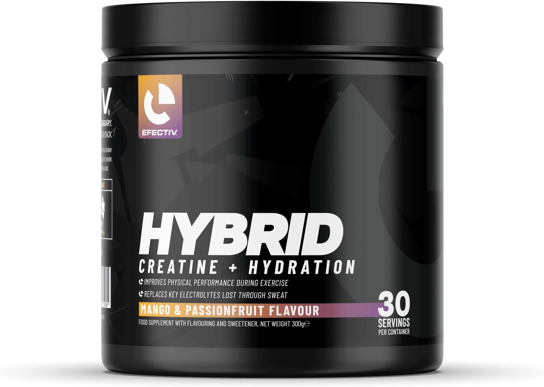 EFECTIV Hybrid Creatine Plus Hydration - 5g Creatine Monohydrate Powder with Electrolytes & AstraGin for Absorption | Bulk Creatine for Athletes | 30 Servings, 300g (Mango & Passionfruit)