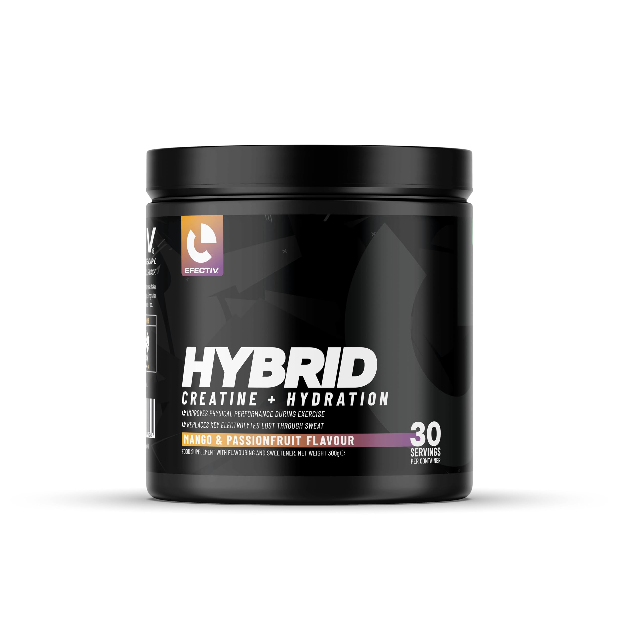 EFECTIV Hybrid Creatine Plus Hydration - 5g Creatine Monohydrate Powder with Electrolytes & AstraGin for Absorption | Bulk Creatine for Athletes | 30 Servings, 300g (Mango & Passionfruit)