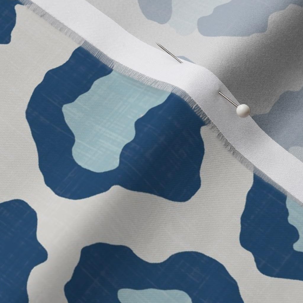Spoonflower Fabric - Leopard Skin Blue Animal Retro Print Cheetah Jaguar Spots Dots Safari Printed on Organic Cotton Sateen Fabric by The Yard - Sewing Quilting Apparel Home Decor