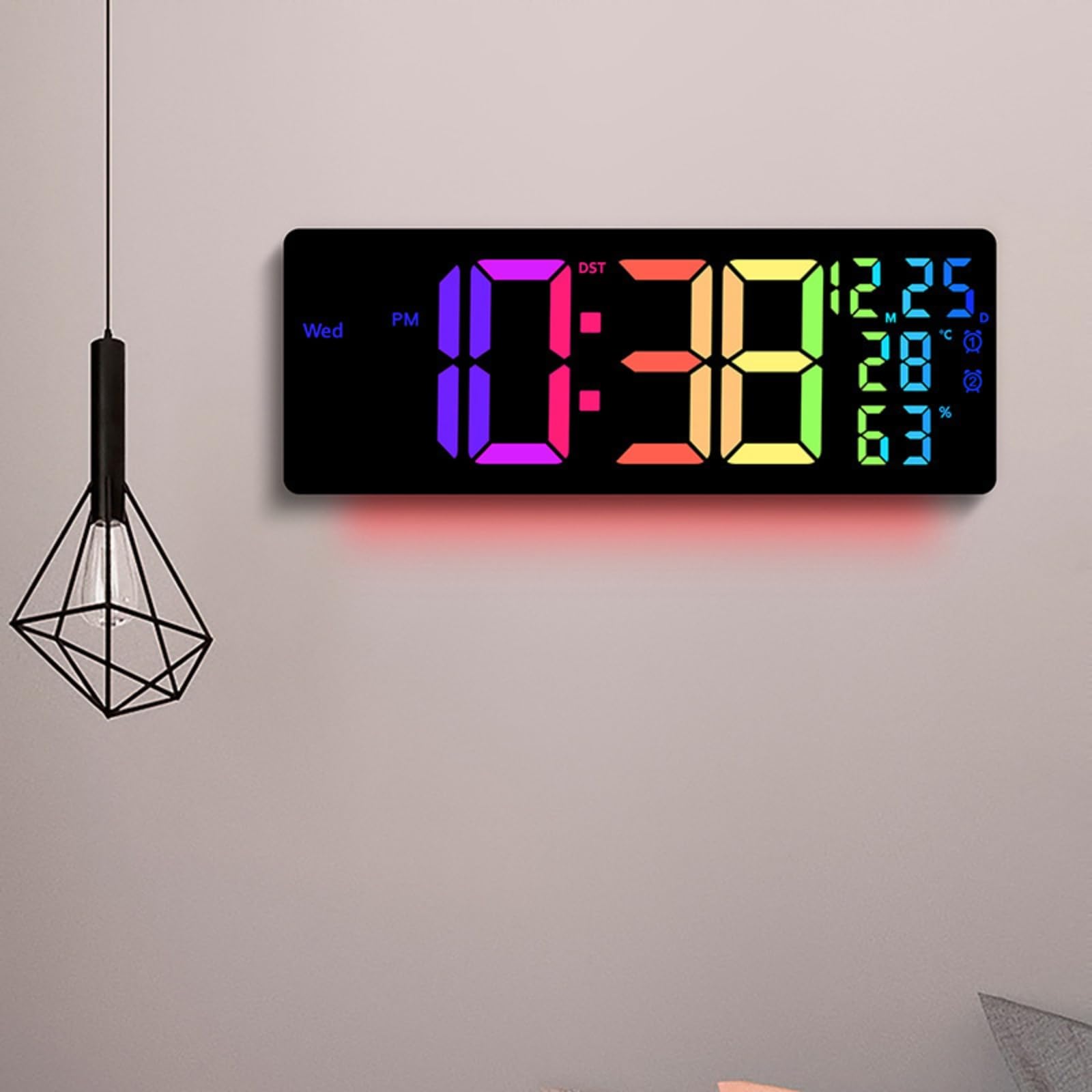 Orologio da Parete Digitale con Igrometro Grande Display Orologio da Parete Digitale con Termometro Minimalista per Ufficio