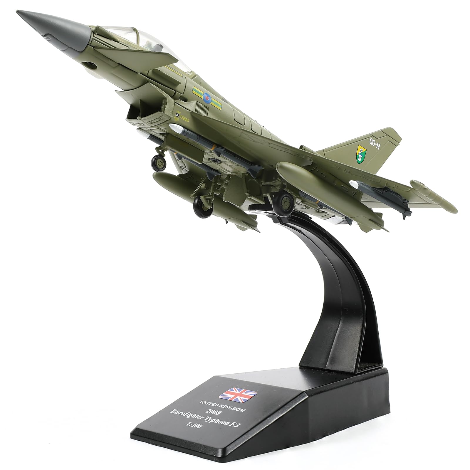 NUOTIE EF2000 Typhoon 1/100 Kit Modello di Caccia in Metallo Pressofuso Eurofighter Militare Kuwait Air Force Modello di Jet da Combattimento Pre-costruito in Lega con Espositore