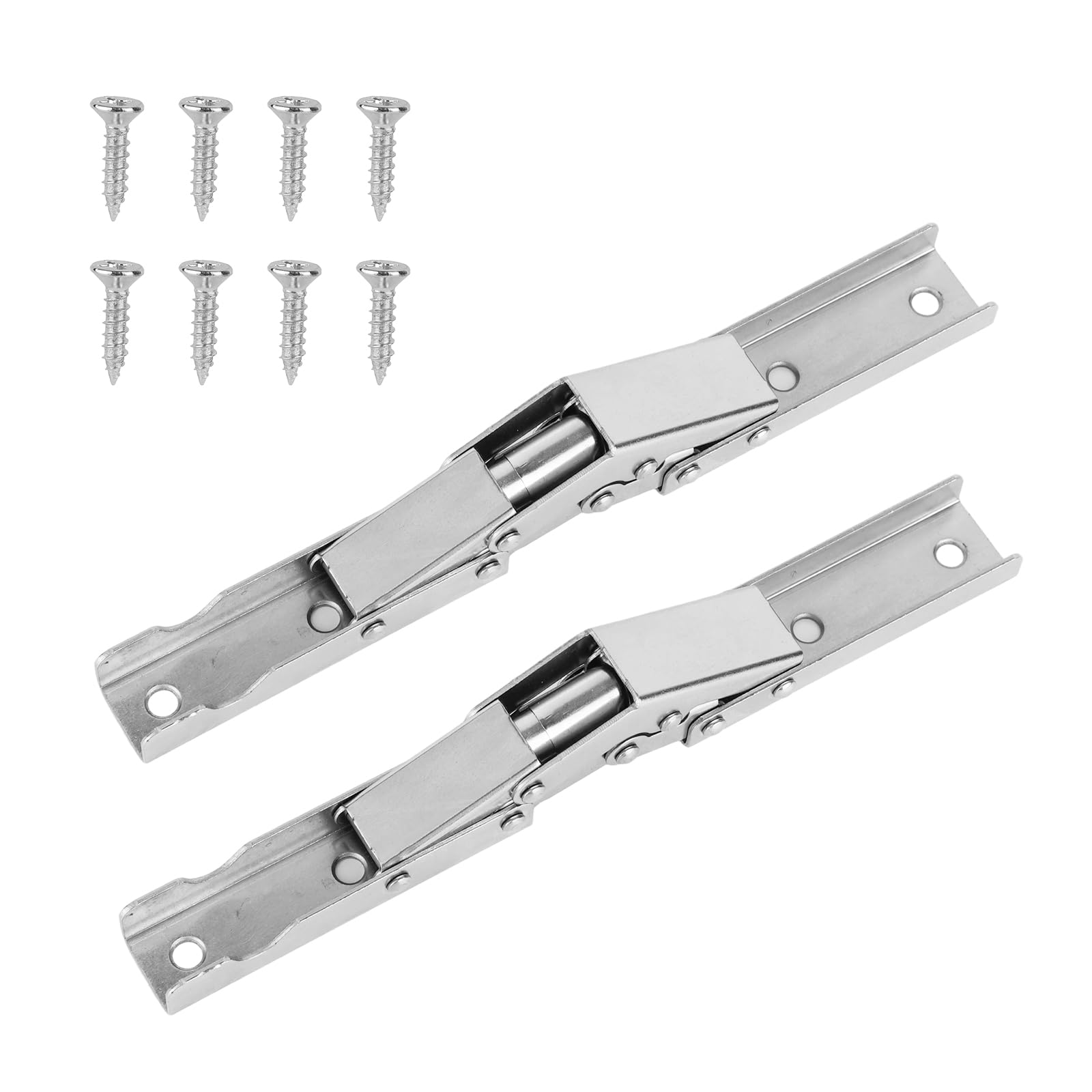 2pcs Folding Brackets, 0°-90°-180° Degree Folding Door/Shelf Hinge with Screws Foldable Heavy Duty Shelf Bracket for Cabinet Wardrobe Workbench Furniture Leg & Drawer Table(Silver)