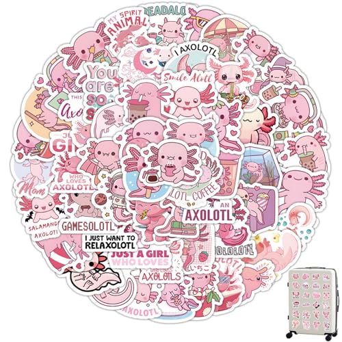 100 Stücke Süß Axolotl Sticker Set,Niedlich Axolotl Aufkleber, Graffiti Style Decals Wasserdicht Vinyl Stickers, Für Jugendliche Kinder Erwachsene,Für Laptop Notizbuch Koffer Helm Auto Motorräder