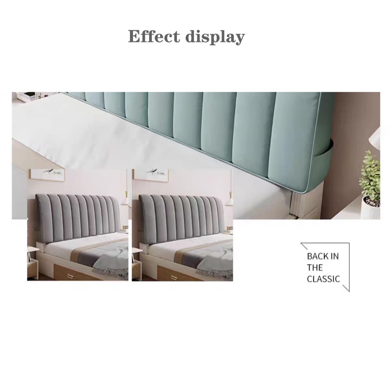 Funda de cabecero lavable de terciopelo para cama individual, a prueba de polvo, elástica y gruesa, diseño todo incluido, adecuado para tamaño Super King A de 100 cm, ideal para decoración de
