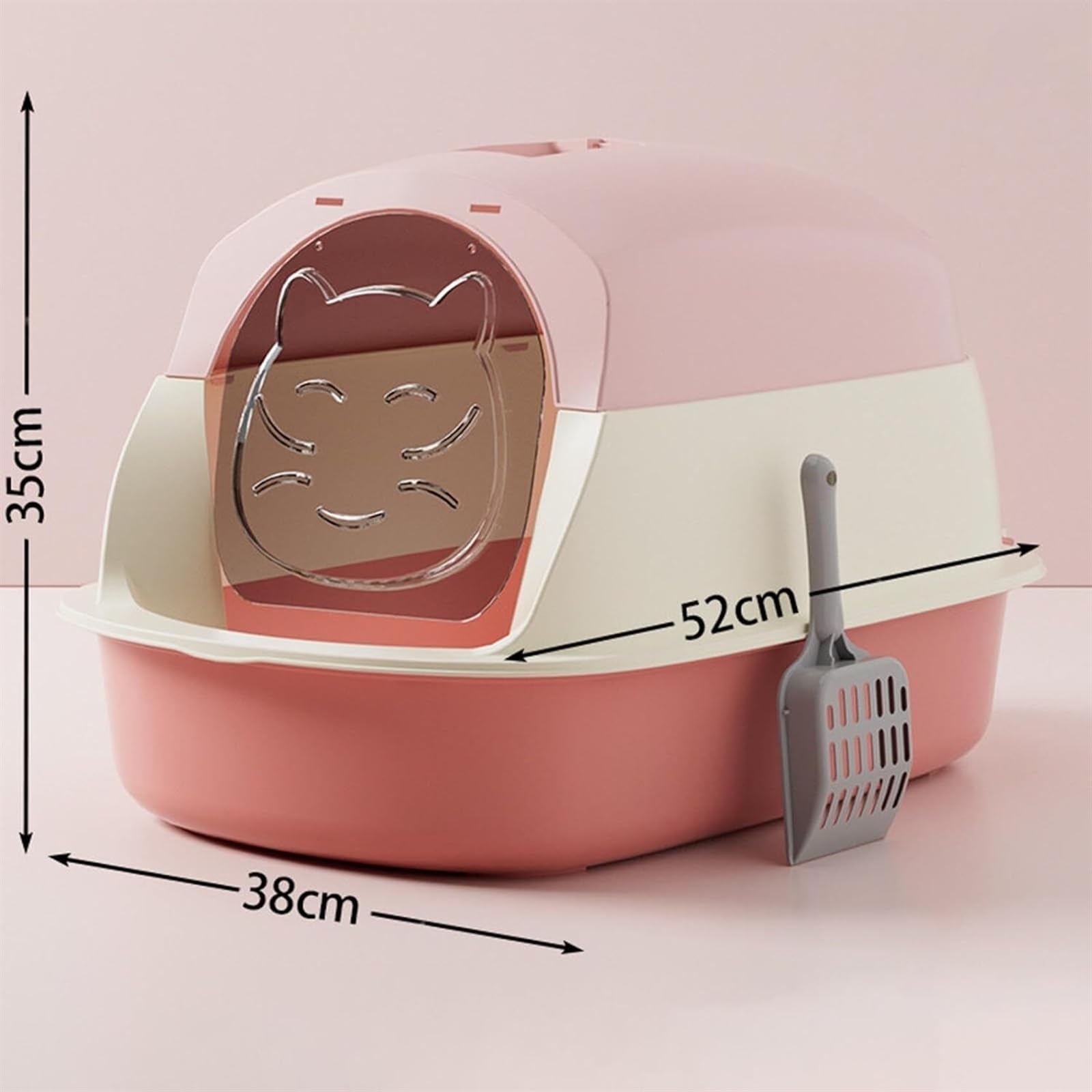Kuweta dla Kota Solidna Kuweta Dla Kota Z Pokrywką, Zakryte Kuwety Wysokimi Bokami, Duża, Łatwe Czyszczenie Nieprzywierająca(Pink)