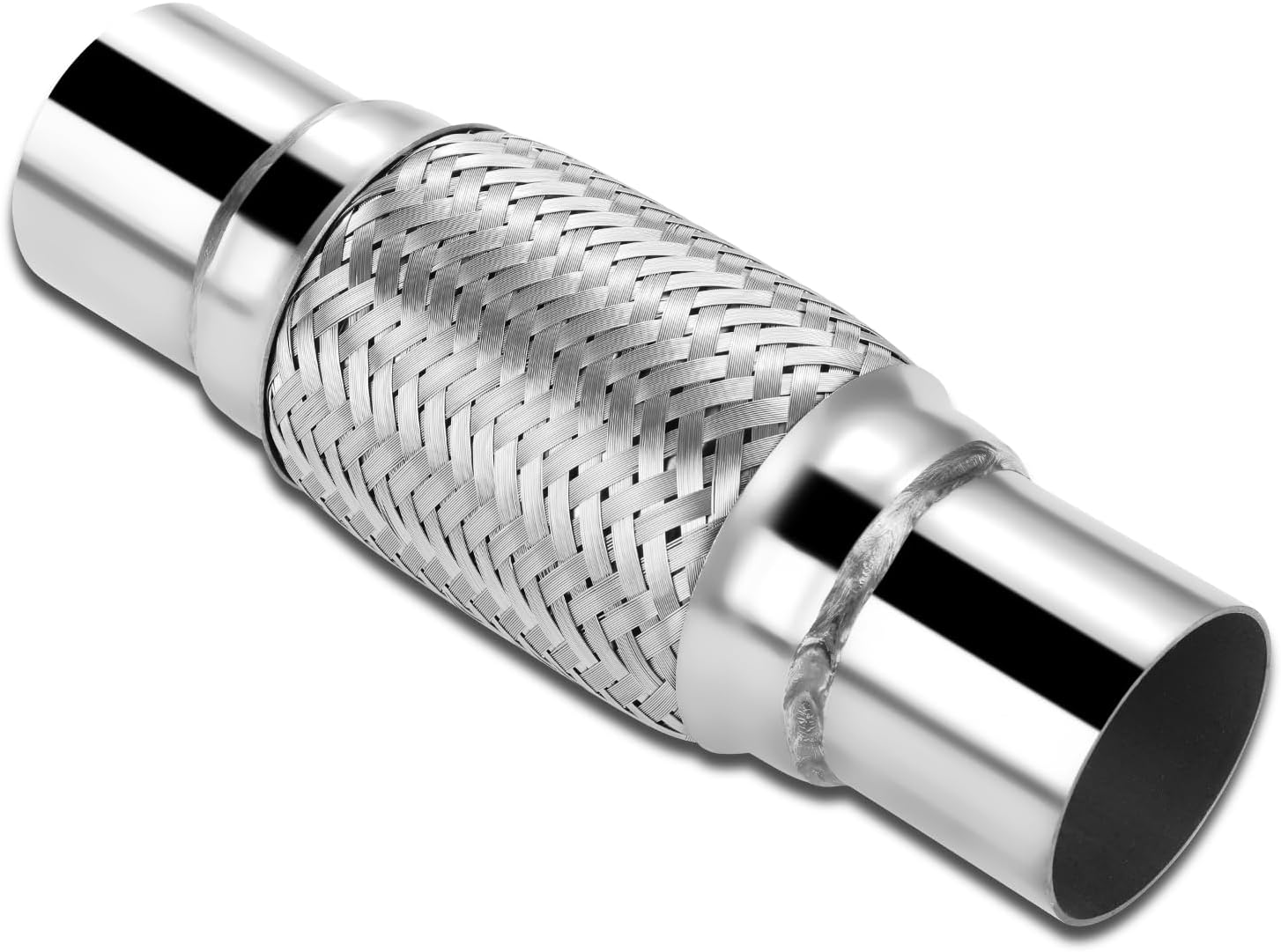 DNA MOTORING Exhaust Flex Pipe, 2.5" x 6" x 10" Stainless Steel Double Braid Heavy Duty Exhaust Flexible Tube, Universal type Muffler Pipe, FXP-25-6-10