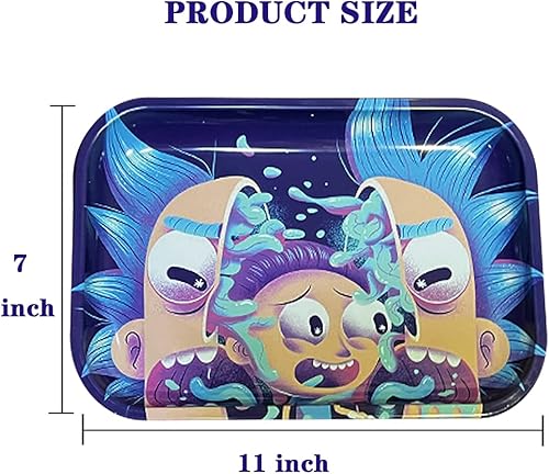 Miniatura 2 de Lindo combo de bandeja rodante incluye bandeja, bandeja de metal, bandeja de almacenamiento premium, 11 x 7 pulgadas, azul (C)