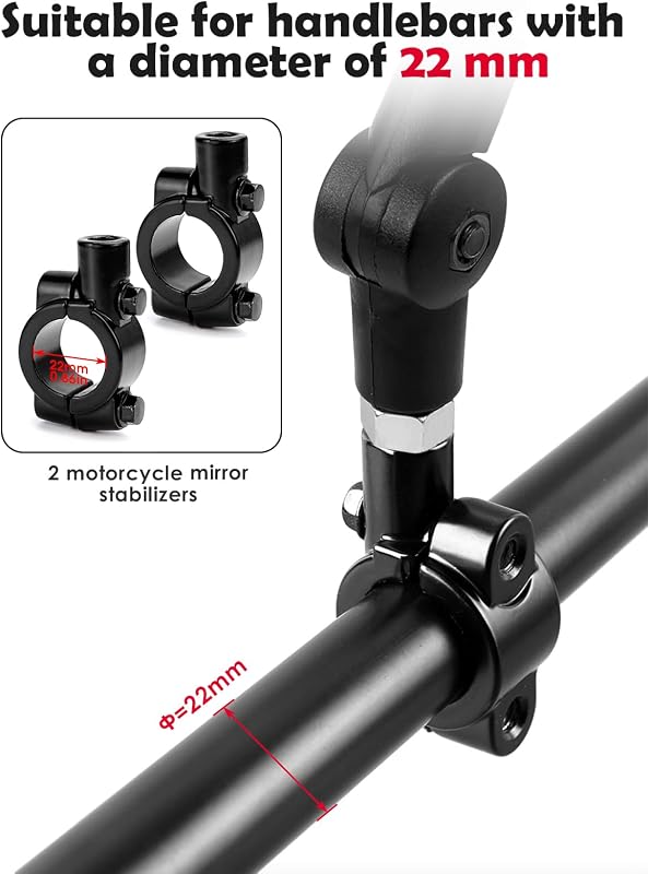 BHHTBB Motoros Visszapillantó Tükör E-Jeles Univerzális Kerek Kormányvég Tükör M8 M10 Menettel 360° Forgatható Roller ATV Motorkerékpár