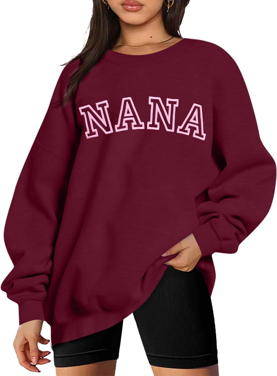 MNLYBABY Nana Sweatshirt Grandma Shirt Women: Mothers Day Shirts Oversized Nana Life Gift Pullover Mimi Gigi Long Sleeve Tops