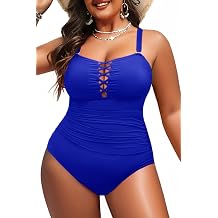 Women Plus Size One Piece Swimsuits - Tummy Control Bathing Suits Lace-up