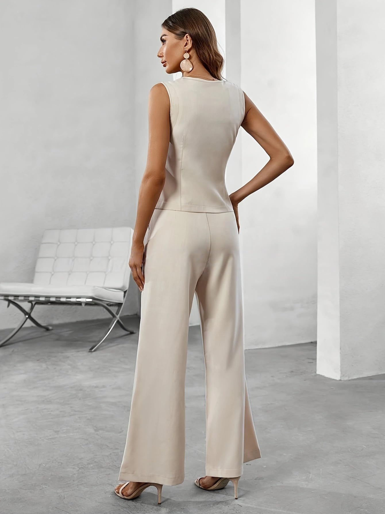 Completo Donna Elegante Completi Due Pezzi Da Donna Abiti Eleganti Casual Da Lavoro Blazer Asimmetrico Senza Maniche Gilet E Pantaloni A Gamba Larga Set Coordinati Per Donna Outfit Formale Da Uffici