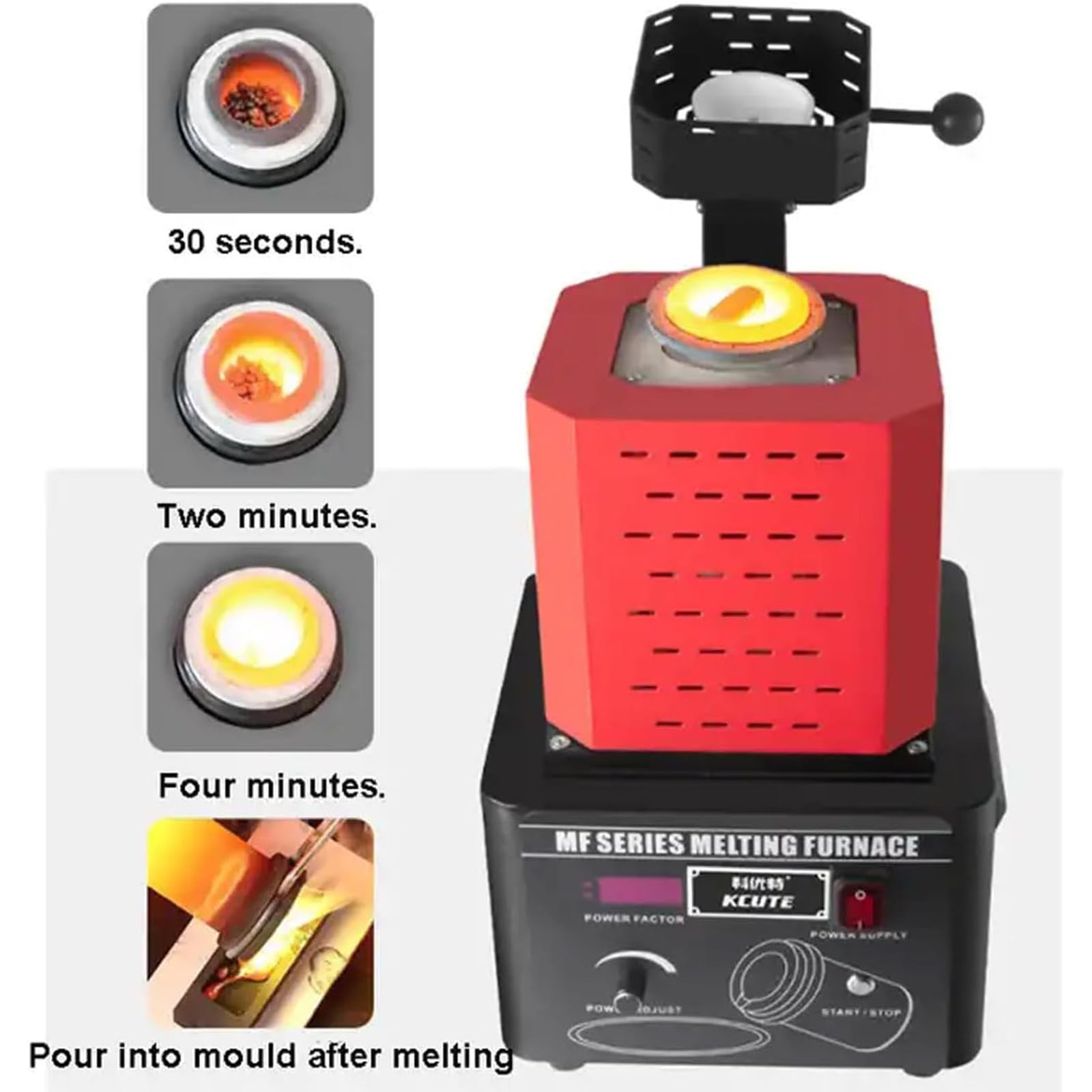 Four de Fusion électrique, 5000 W, 1600 ℃/2912 ℉, Four de Fusion numérique Automatique avec creuset en Graphite (3kg)
