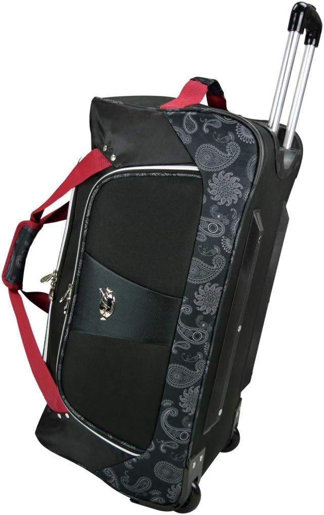 Black Lightweight Rolling Duffel Bag 24Inch Paisley Solid