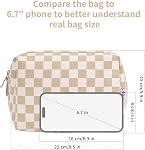 Narwey Checkered Sac de maquillage Sac cosmétique Organisateur Sac de toilette Sacs de maquillage avec compartiments pour les filles (Grand, Light Checkerboard)