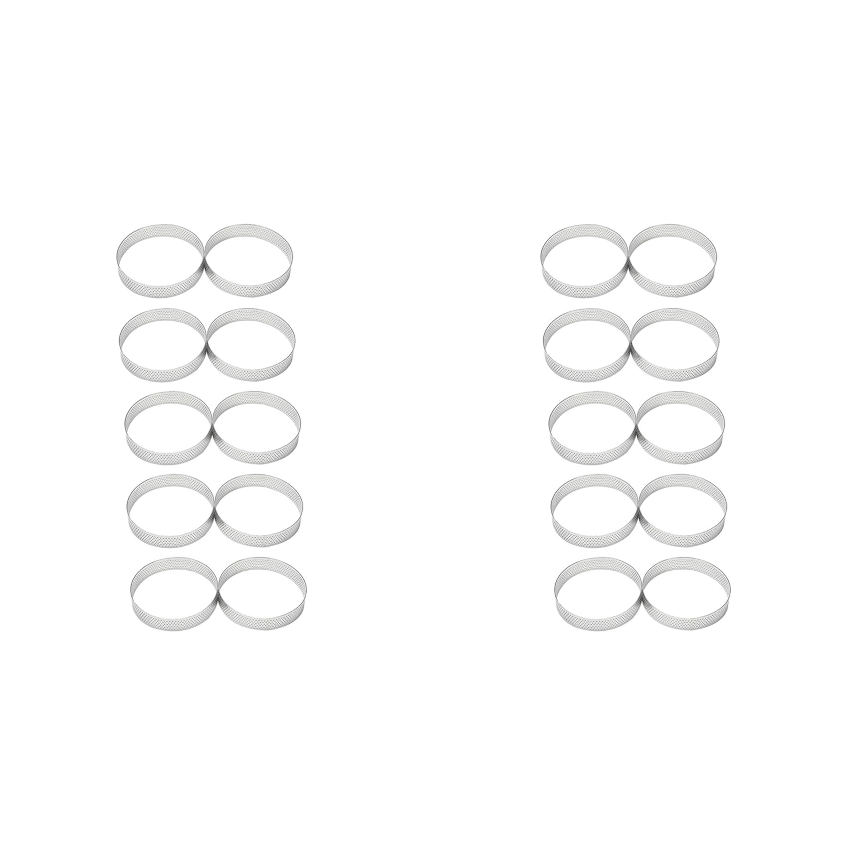 Aundhegrtt 20Pcs Circular Tart Rings with Holes Stainless Steel Fruit Pie Circle Cake Ring Mousse Mold Kitchen Baking Mould 10cm