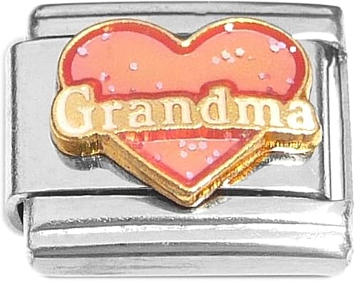 NewCharms Grandma Pink Heart White Letters Italian Charm