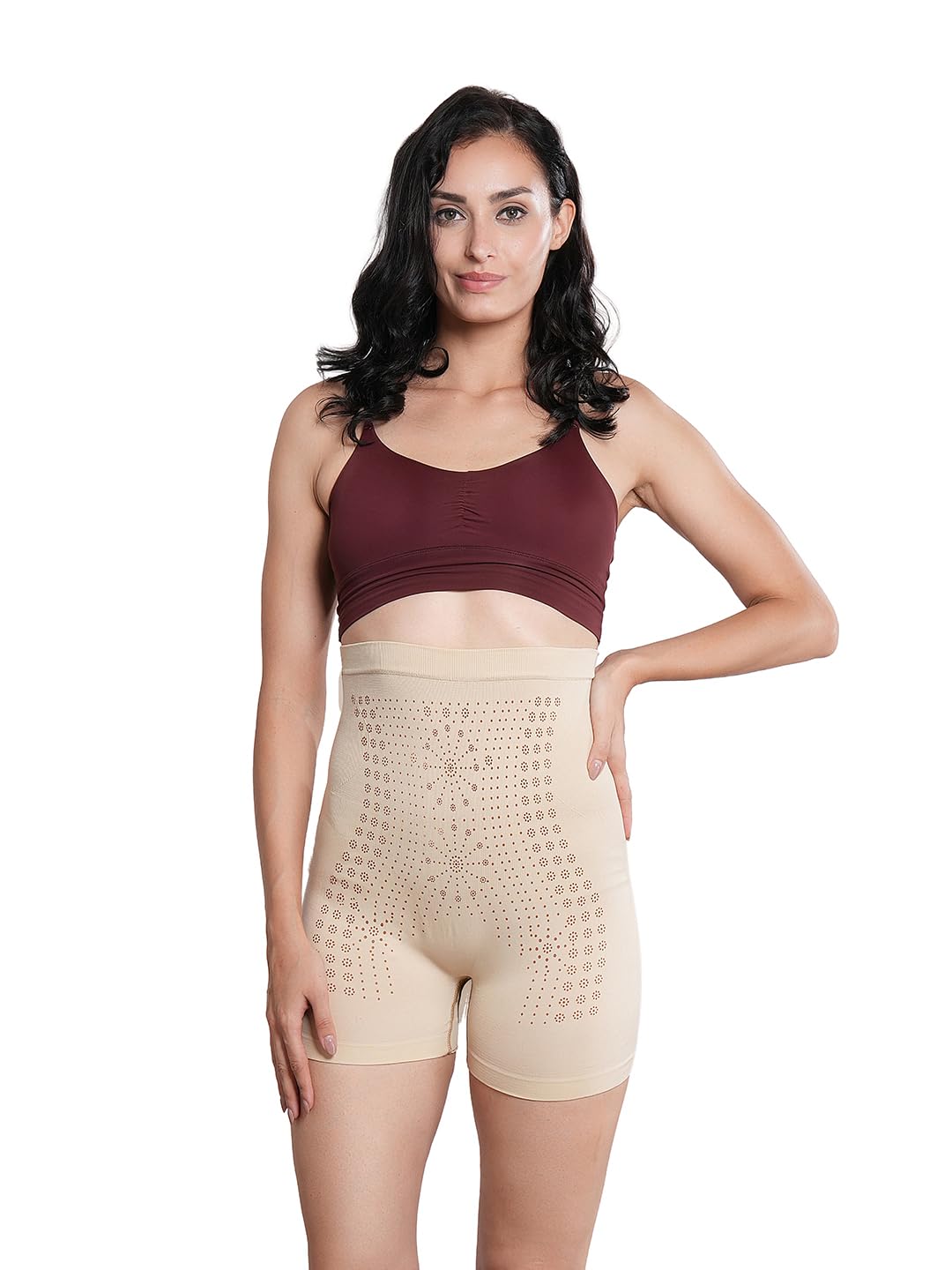 crosskulture Seamless Tummy Control Shapewear Shorts for Women | High Waist Slimming Panty with Breathable Dot Pattern | 90% Nylon 10% Spandex Body Shaper-picture-41