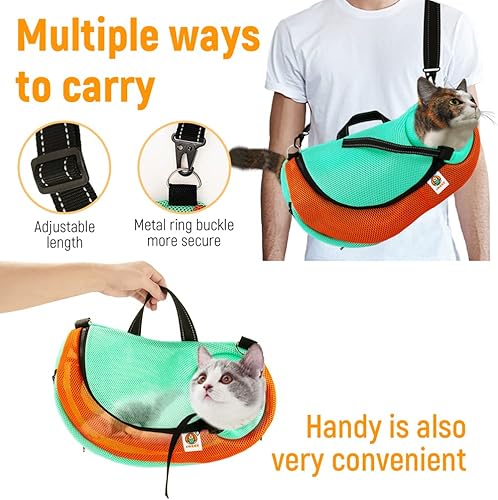 Miniatura 6 de AWOOF Bolsa de aseo para gatos, bolsa de baño ajustable para gatos, bolsa de retención de mordidas antiarañazos, bolsa de malla duradera para gatos