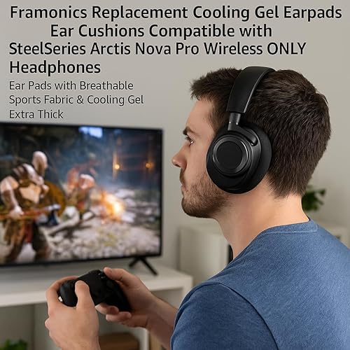 Miniatura 6 de Almohadillas de repuesto de gel refrescante compatibles con auriculares SteelSeries Arctis Nova Pro Wireless SOLAMENTE, almohadillas para los oídos