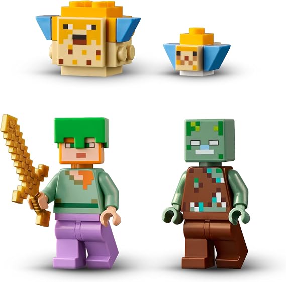 LEGO Minecraft Mercan Kayalığı 21164-7 Yaş ve Üzeri Macera Oyunları Seven Çocuklar İçin Alex, bir Boğuk ve 2 Güzel Kirpi Balığı İçeren Yaratıcı Oyuncak Yapım Seti (92 Parça)