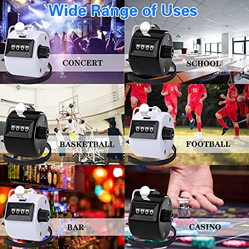 Febsnow 2 Pack Hand Tally Counter 4 Digital Click Counter For Sport Row School Event (Black White) #TOP5