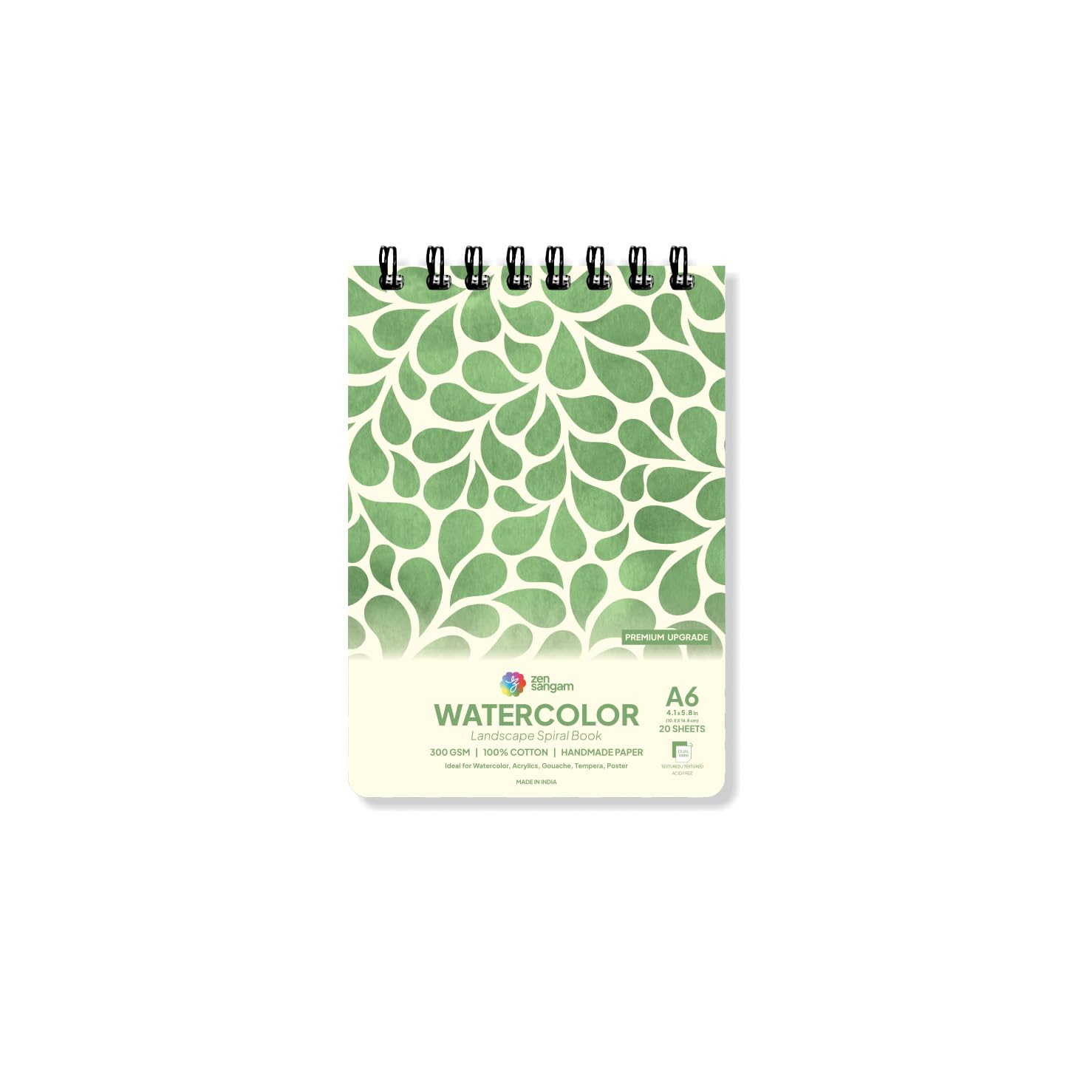 Zen Sangam A6 Spiral Watercolor Book | 300 GSM 100% Cotton | Handmade Papers | Size (14.8cmx10.5cm) | Landscape | 20 Sheets (40 Pages) for Beginners and Self Taught Artists - Calligraphy Sketchbook-image-44