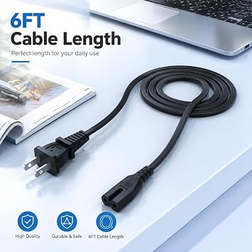 6FT Sewing Machine Power Cord AC Cable for Brother Singer Bernina