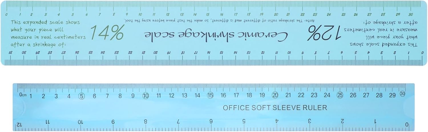 Niltracy Multicolor 2Pcs Ceramic Shrinkage Scale Ruler, Clay Sculpture Ceramic Measuring Ruler, Pottery Tool Ruler For Carving Shaping Clay Sculpture Modeling, Sky Blue