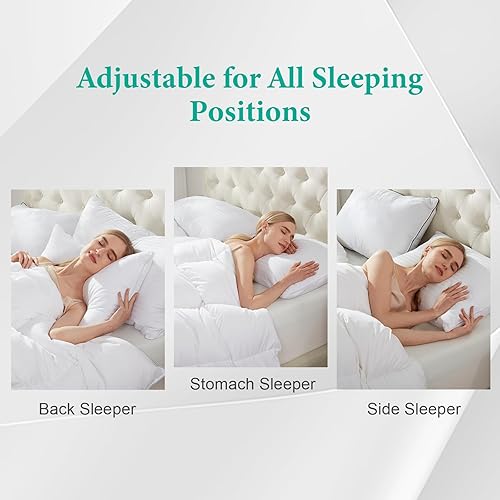 Miniatura 4 de APSMILE Almohada de plumas 2 en 1 para dormir, tamaño King, suave y media, ajustable, para dormir de estómago, de espalda o de lado, 20 x 36 pulgadas
