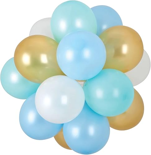 Candelabro de globo de látex azul pastel relleno de aire - 5 - 24 pulgadas (27 piezas) - Pantalla vibrante para decoraciones de fiesta