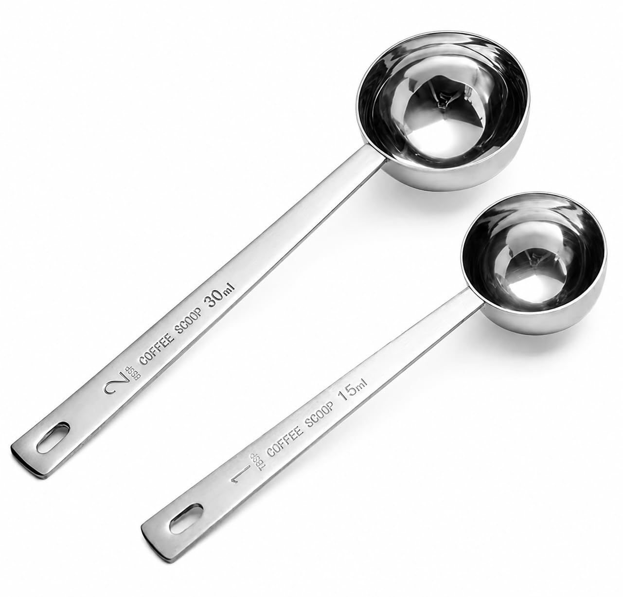 Coffee Scoop Set of 2, 304 Stainless Steel Coffee Measuring Spoon, 1 Tbsp 15ml & 2 Tbsp 30ml Long Handle Scoop Spoon for Coffee Powder, Coffee Beans, Tea, Sugar, Protein Powder & Baking-image-40