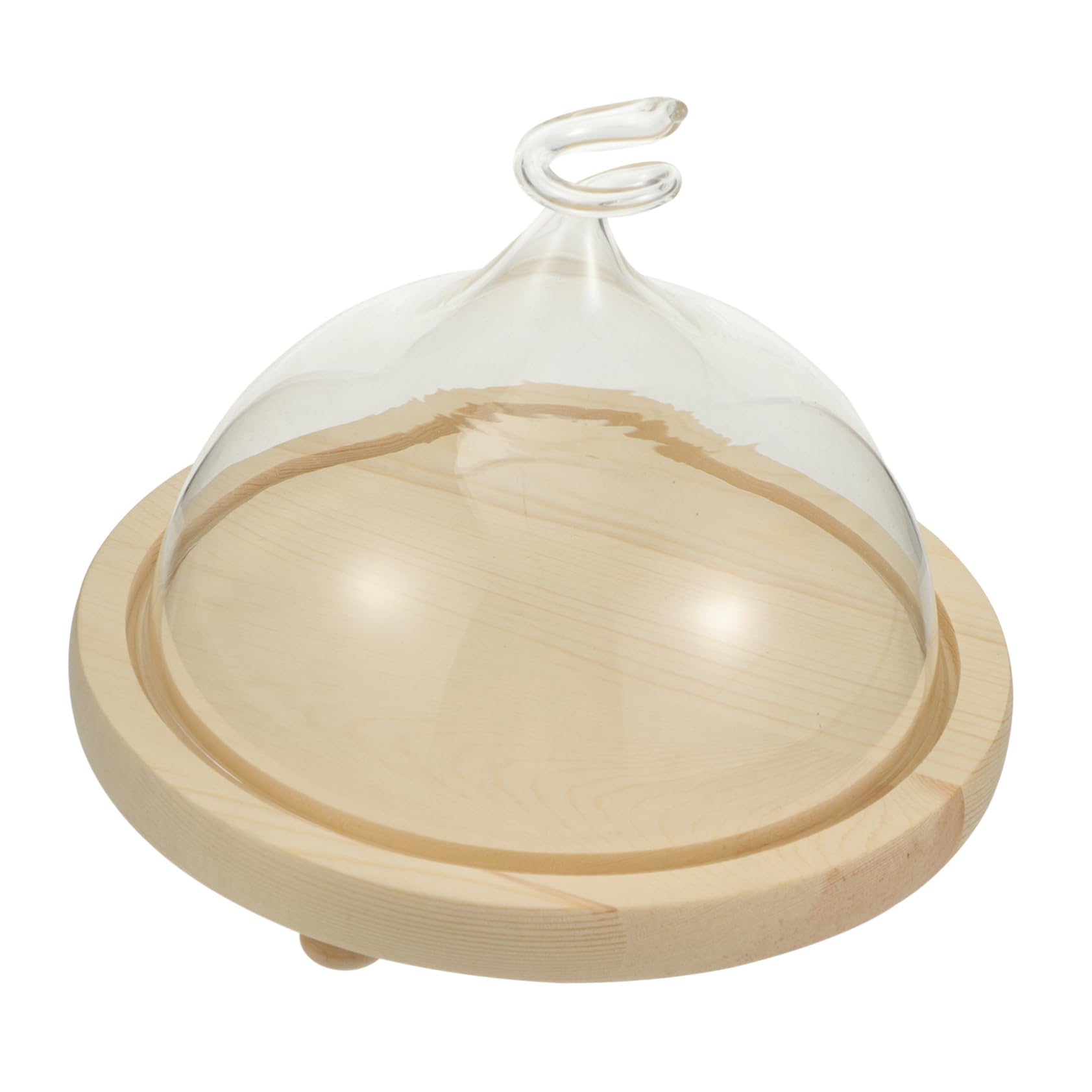 GRIRIW 1 Set Glass Cover Dessert Food Snack Cover Fruit Cover Food Cover Food Protective Cover Food Display Covers Dish Tray with Cover Wood Transparent