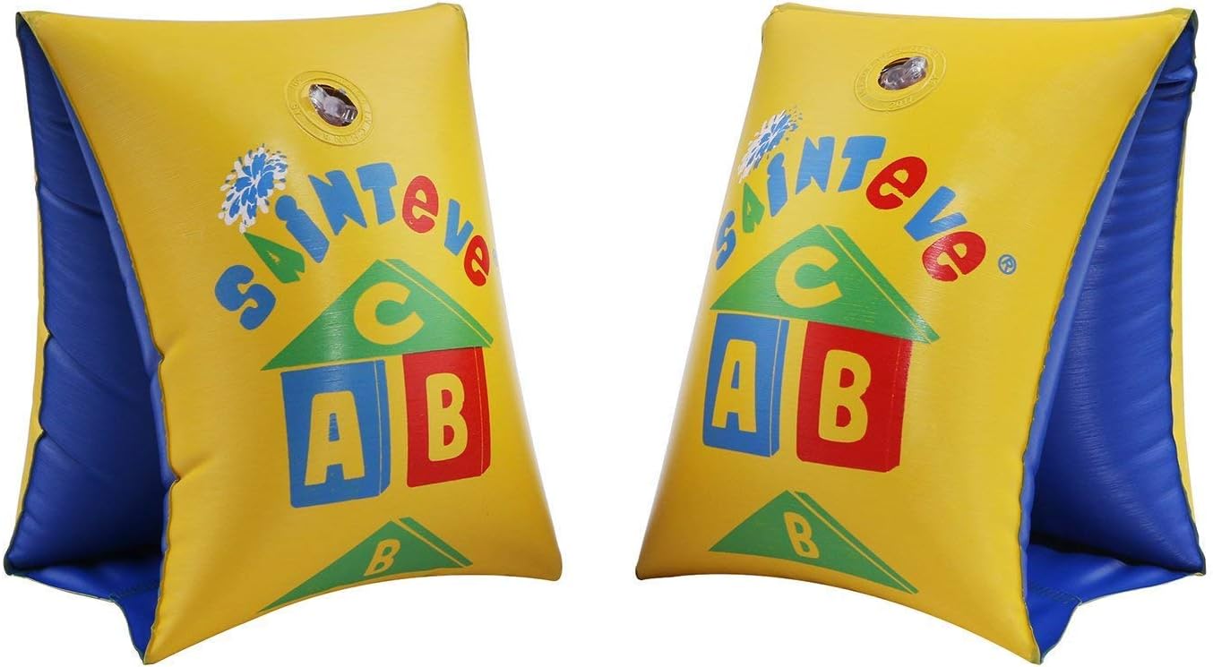 Swim Arm Bands Rings Floats Inflatable Safe Sleeves Swimming Tube Armlets for Kids and Adult - 2 Pair, Yellow