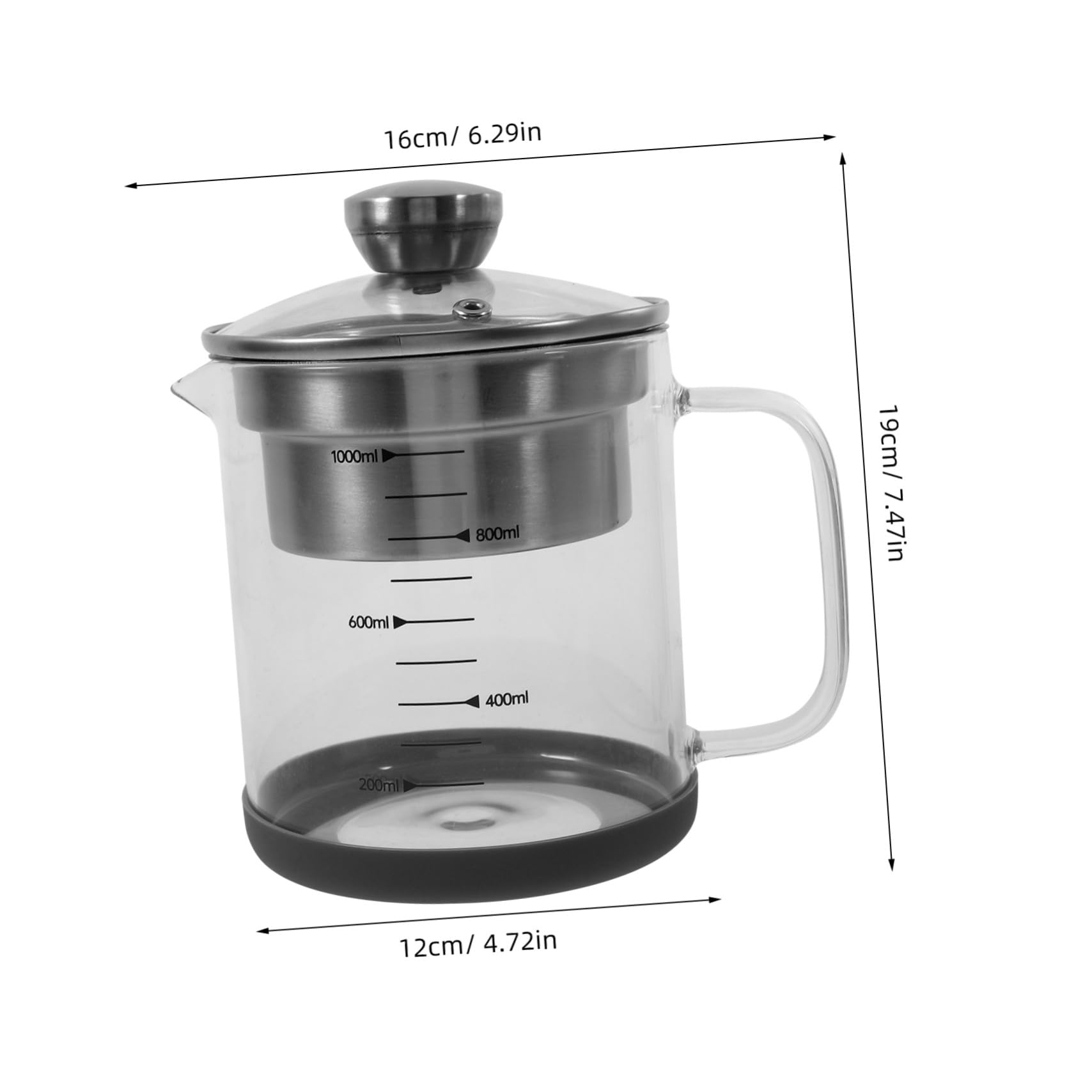 Teefilterkanne 1l aus Glas und Edelstahl für Küche und Kochen